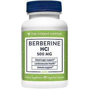 The Vitamin Shoppe Berberine HCL 500MG  Supports Immune  Glucose Metabolism  Cardiovascular Health  60 Veggie Caps