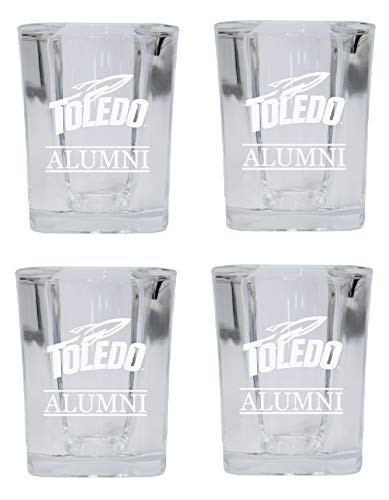 Toledo Rockets Alumni 2 Ounce Square Shot Glass laser etched logo Design 4-Pack