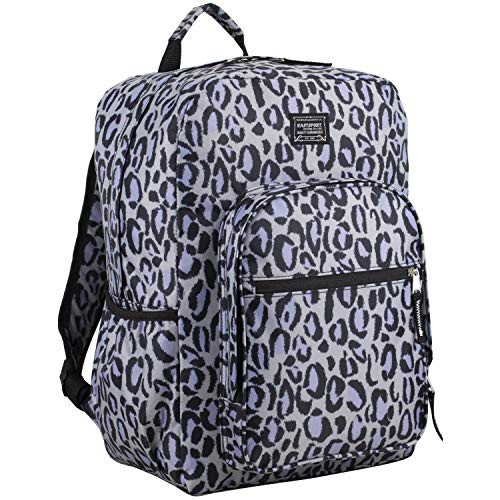 Eastsport Fashion Lifestyle Backpack with Oversized Main Compartment for School or Travel Hiking  Black Snow Leopard
