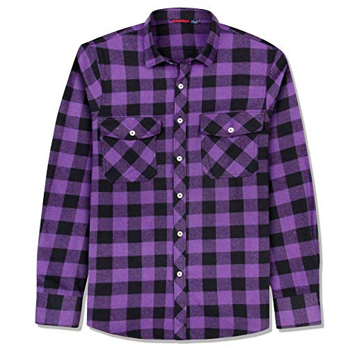 J.VER Men s Flannel Plaid Shirts Long Sleeve Regular Fit Button Down Casual Black Purple J.VER Men s Flannel Plaid Shirts Long Sleeve Regular Fit Button Down Casual Black Purple