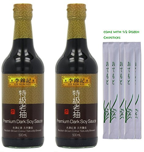 Lee Kum Kee Premium Dark Soy Sauce  16.9 Fl Oz Comes with Free Chopsticks  2-Pack