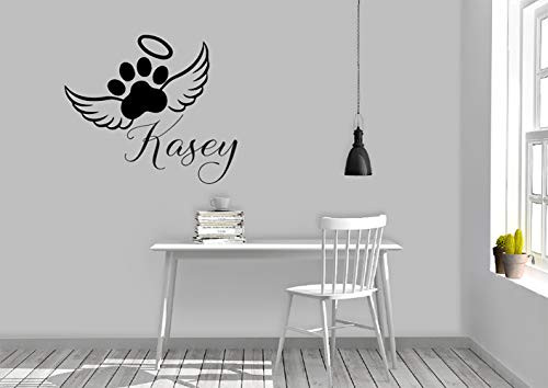 Dog Paw Print Angel Wings with Custom Name Vinyl Wall Words Decal Sticker Graphic Dog Paw Print Angel Wings with Custom Name Vinyl Wall Words Decal Sticker Graphic