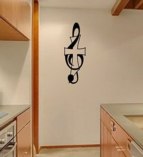 Treble Clef and Cross Music Notes Vinyl Wall Decal Sticker Graphic Treble Clef and Cross Music Notes Vinyl Wall Decal Sticker Graphic