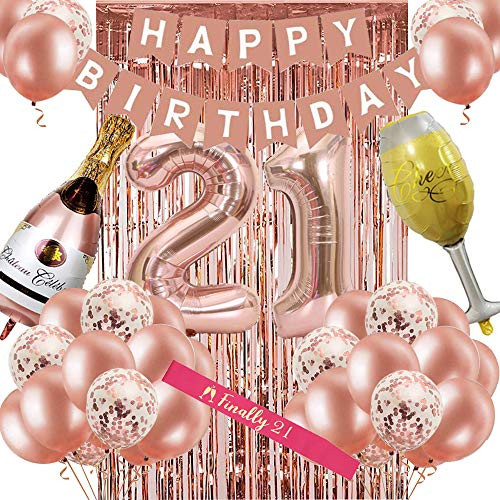 21st Birthday Decorations for Women  Rose Gold 21 Birthday Party Decoration for Her  21st Happy Birthday Banner Kits Rosegold Balloons Decoration for Girls Women 21st Birthday Party Supplies 21st Birthday Decorations for Women  Rose Gold 21 Birthday Party Decoration for Her  21st Happy Birthday Banner Kits Rosegold Balloons Decoration for Girls Women 21st Birthday Party Supplies