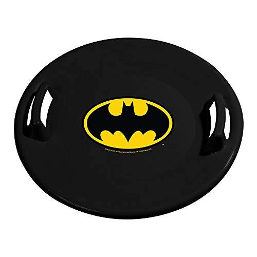 Slippery Racer Downhill Pro Batman Adults and Kids Plastic Saucer Disc Snow Sled with Handles  Black