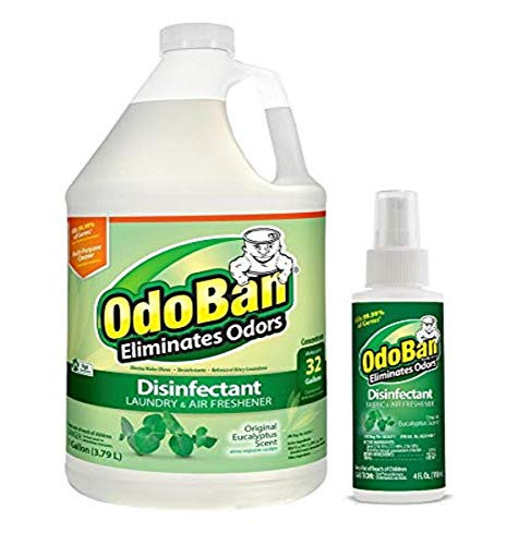 OdoBan Odor Eliminator and Disinfectant  1 Gallon Concentrate and 4oz Travel Spray  Eucalyptus Scent