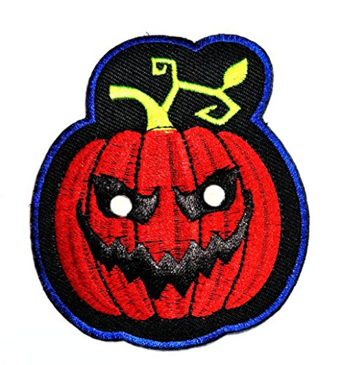 HHO Red Pumpkin DIY Applique Embroidered Sew Iron on Patch Skull logo Halloween Iron On Patch Sew Iron on Kids Craft Patch for Bags Jackets Jeans Clothes