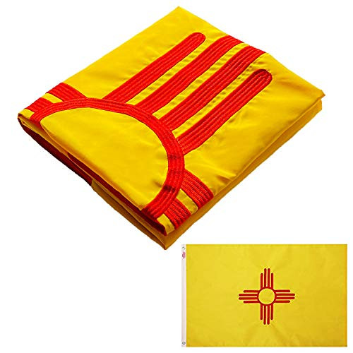 WINBEE US New Mexico Flag 3x5 Ft with Double Sided Embroidered Stars Long Lasting Nylon Sewn Stripes and Brass Grommets UV Protected 3 by 5 USA Flag and American New Mexico State Flags WINBEE US New Mexico Flag 3x5 Ft with Double Sided Embroidered Stars Long Lasting Nylon Sewn Stripes and Brass Grommets UV Protected 3 by 5 USA Flag and American New Mexico State Flags