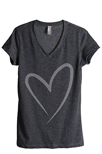 Thread Tank Simply Heart Women s Relaxed V-Neck T-Shirt Tee Charcoal Medium