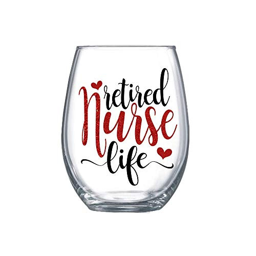 Retired Nurse Appreciation Gifts for Women Retirement Party Essentials Stemless Wine Glass 0034
