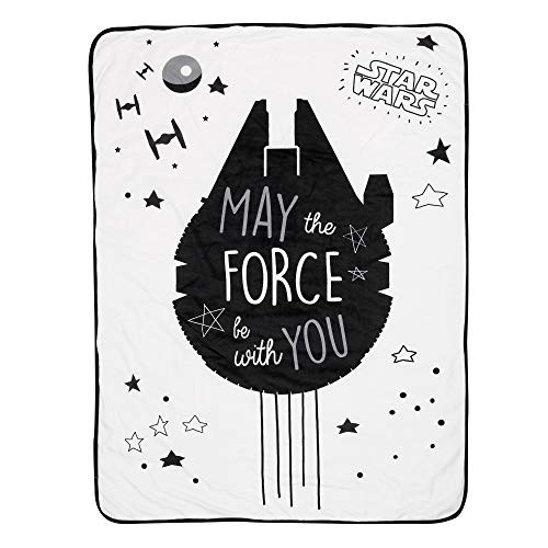 Lambs  and  Ivy Star Wars Millennium Falcon Black White Soft Sherpa Baby Blanket