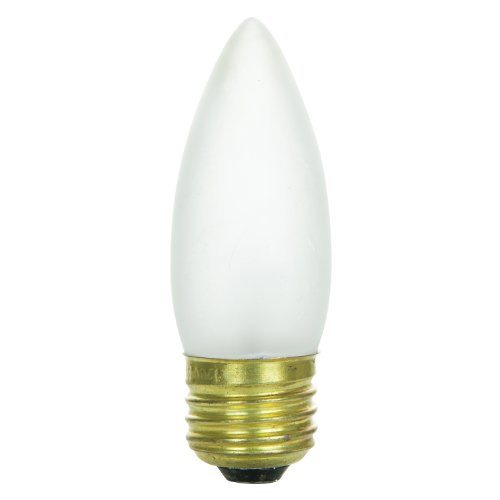 Sunlite 25ETF/32/CD2 Incandescent 25-Watt, Medium Based, Chandelier Bulb, Torpedo Tip, Frost, Carded 2-Pack