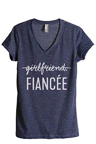 Thread Tank Girlfriend Fiancee Women s Fashion Relaxed V-Neck T-Shirt Tee Heather Navy Medium