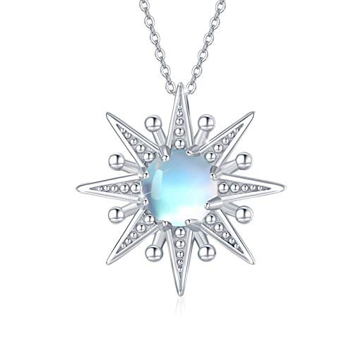 Cuoka Sun Necklace 925 Sterling Silver Moonstone Necklace for Women Sunshine Necklace Sun Pendant Jewelry