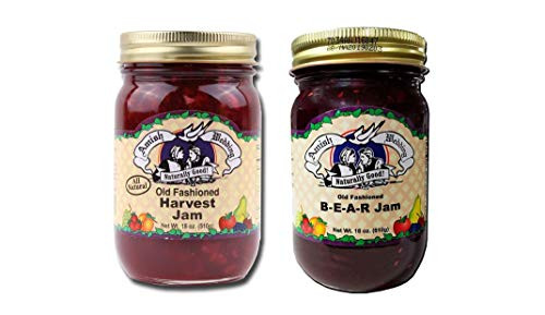 Amish Wedding All Natural Old Fashioned Harvest Jam  and  Old Fashioned Bear Jam 18 oz. Variety 2 pack