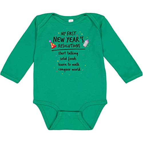 inktastic My First New Year s Long Sleeve Creeper 12 Months Kelly Green 2769a