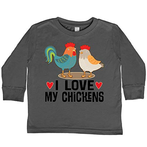 inktastic Chicken Farmer I Love My Toddler Long Sleeve T-Shirt 4T Charcoal 31ce4