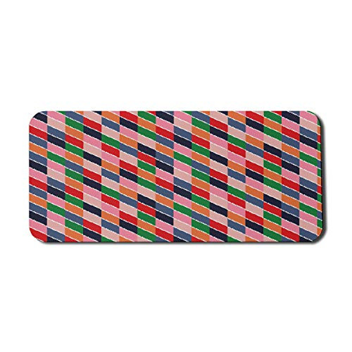 Ambesonne Geometrical Computer Mouse Pad  Modern Retro Theme Diagonal Parallelogram Blocks Illustration Art Print  Rectangle Non-Slip Rubber Mousepad X-Large  35 inch x 15 inch Gaming Size  Multicolor