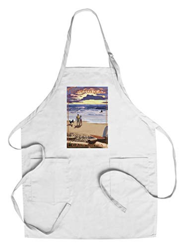 Huntington Beach  California - Sunset Beach Scene  Cotton Polyester Chef s Apron