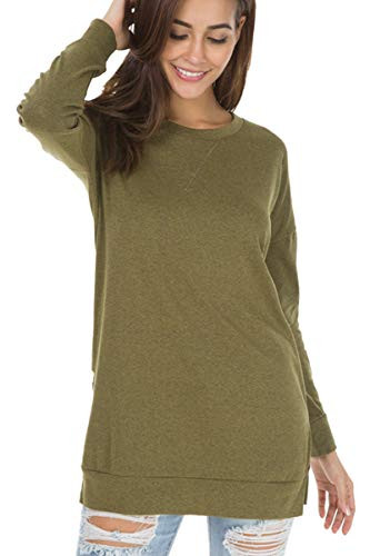 levaca Women Oversize Loose Pullover Sweatshirts Tunic Tops for Leggings ArmyGreen XXL