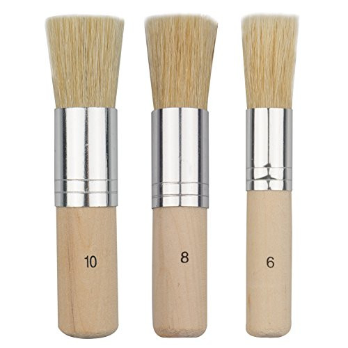 Petift Wooden Stencil Brush (3 Pcs),Natural Bristle Brushes Perfect for Acrylic Painting,Oil Painting, Watercolor Painting,Art Painting,Stencil Project, Card Making and DIY Art Crafts