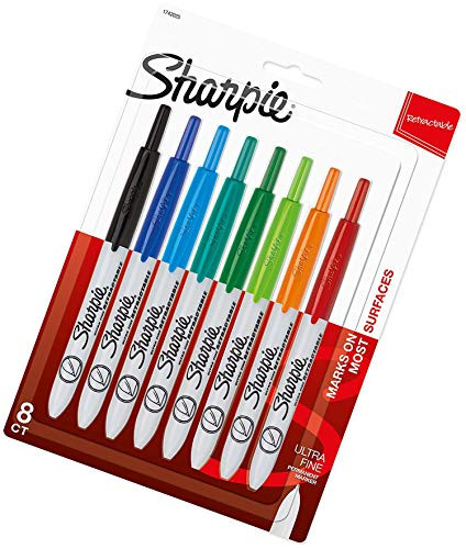 Sharpie 1742025 Retractable Permanent Markers  Ultra Fine Point  Assorted Colors  8-Count New