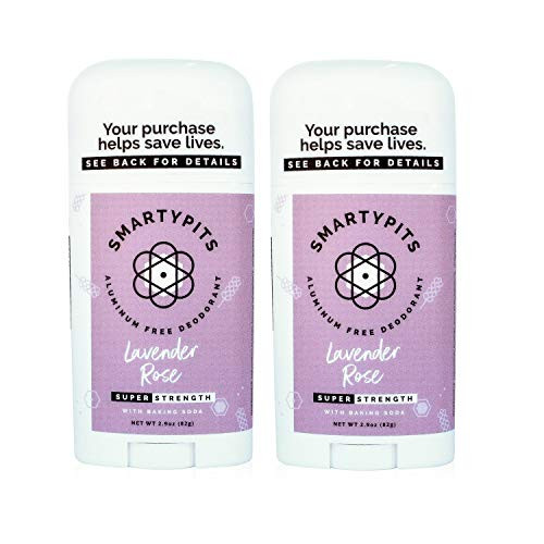 SmartyPits -2 Pack Natural Aluminum-Free Deodorant  with baking soda  Paraben Free  Phthalate Free  PROPYLENE GLYCOL FREE  Not Tested on Animals   2.9oz  Lavender Rose