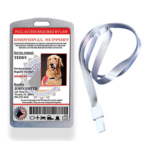 Custom Holographic Emotional Support Animal ID Card  plus Badge Holder  and  Lanyard