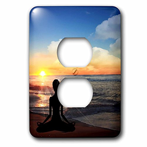 3dRose Doreen Erhardt Tropical - Yoga Lotus Position on the Beach at Sunset - 2 plug outlet cover  lsp_62907_6