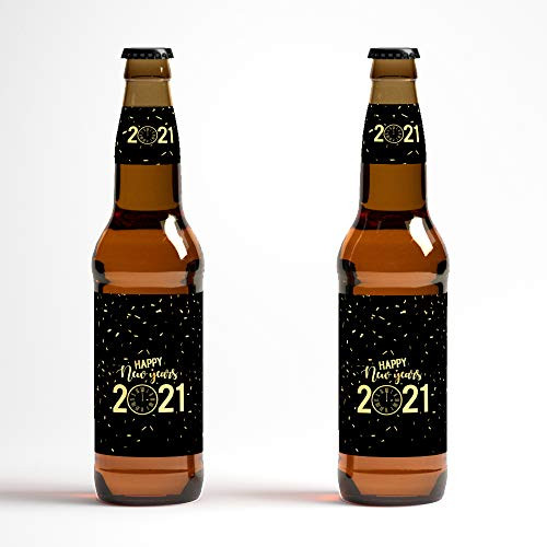 Black and Gold Clock New Years Beer Bottle Labels