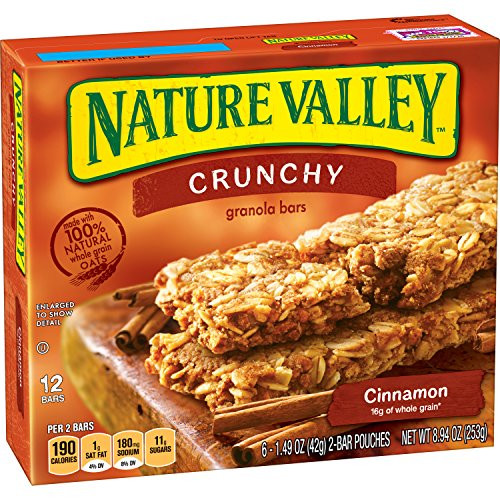Nature Valley Granola Bars  Crunchy  Cinnamon  6 Pouches - 1.5 oz  2-Bars Per Pouch  Pack of 6