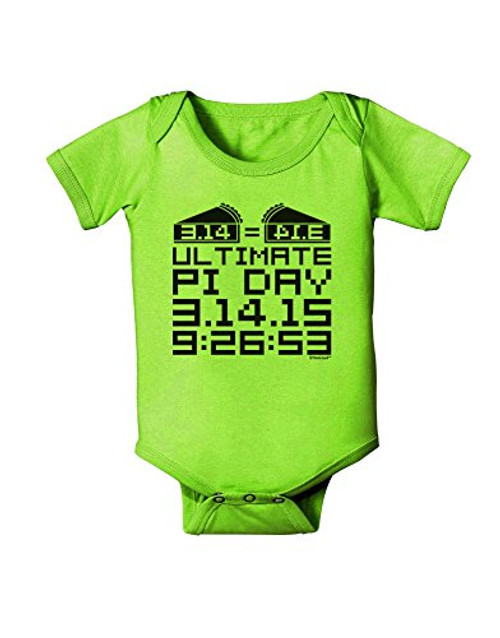 TOOLOUD Ultimate Pi Day Design - Mirrored Pies Baby Romper Bodysuit - Lime Green - 12 Mos