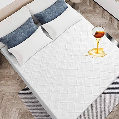 Ladysoft Twin XL Bamboo Mattress Protector 100 percent Waterproof Mattress Pad Cover 3D Air Fabric Breathable Smooth Soft Cover Vinyl Free