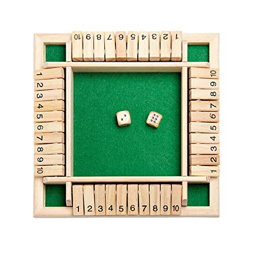 Shut The Box Wooden Box Game  4-Players Mathematic Traditional Pub Board Dice Game for Travel  Pub  Time-Killing  Camping  Kids Educational Toy-Green
