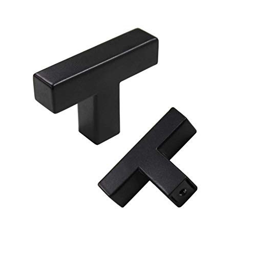 6Pack Goldenwarm Black 1 2in Square Bar Cabinet Pull Drawer Handles and Knobs Stainless Steel Single Hole Hardware for Kitchen and Bathroom Cabinets Cupboard 2in 50mm Overall Length