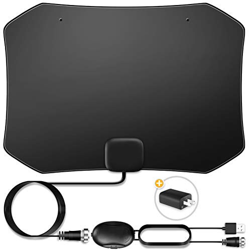 Digital TV Antenna 150 Miles Amplifier Signal Booster Indoor Long Range HDTV Support 4K 1080P UHF VHF Local Channels with Coax Cable and USB Power Adapter Digital TV Antenna 150 Miles Amplifier Signal Booster Indoor Long Range HDTV Support 4K 1080P UHF VHF Local Channels with Coax Cable and USB Power Adapter