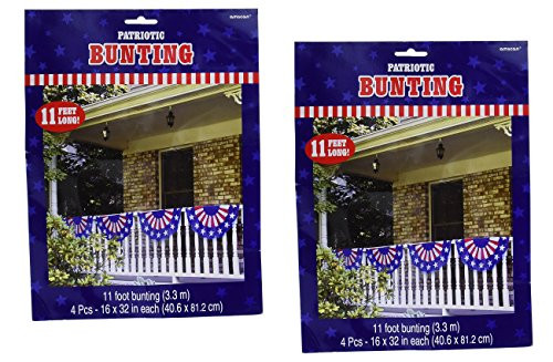 Amscan Stars & Stripes Bunting 2 Pack - 8 Buntings total on 2 11' x 16" Lines