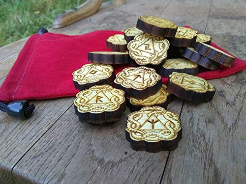 Wooden Dragon Serpent Viking Rune Set Elder Futhark