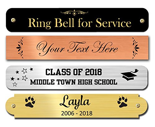 0.5 inch H x 3 inch W  Brass Nameplates  Metal Plate  Personalized  Custom Engraved Tag  Name Plaque  Square Round Decorative Corners  Made in USA  Polish Brass