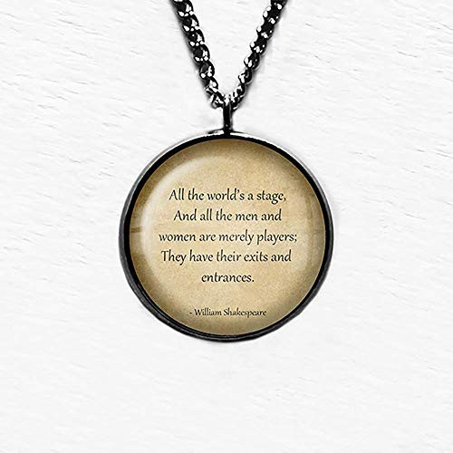 William Shakespeare All the World s a Stage Pendant Necklace William Shakespeare All the World s a Stage Pendant Necklace
