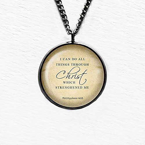 Philippians 4 13 All Things Through Christ King James Version KJV Bible Pendant Necklace