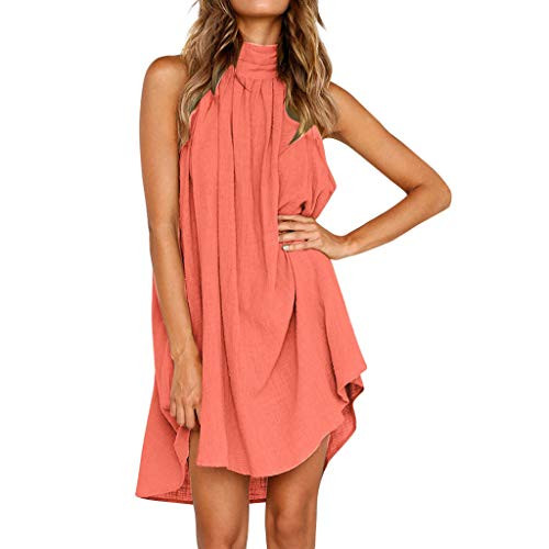 COOKI Women Casual Sleeveless T Shirt Dresses Beach Holiday Irregular Loose Mini Dress Summer Sundress Swing Party Dress Pink COOKI Women Casual Sleeveless T Shirt Dresses Beach Holiday Irregular Loose Mini Dress Summer Sundress Swing Party Dress Pink
