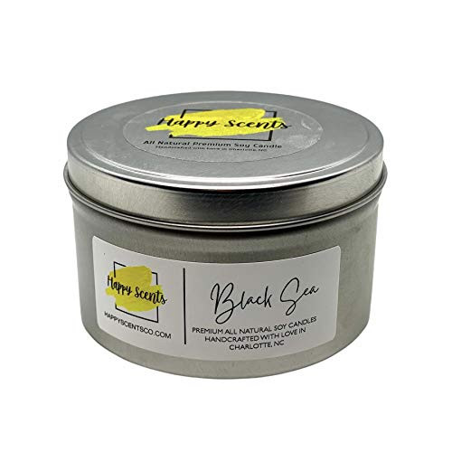 Black Sea Soy Candle   Clean Scented Candle   Highly Scented Soy Wax Candle for Home   6.5 oz Travel Tin   Made in the USA   Happy Scents