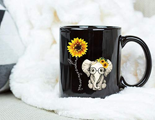 Coffee You Are My Sunshine Hippie Sunflower Elephant Mug Sunshine Hippie Gifts Mug  Hippie Love  Hippie Christmas  Black Mug  Christmas in 11 oz Ceramic