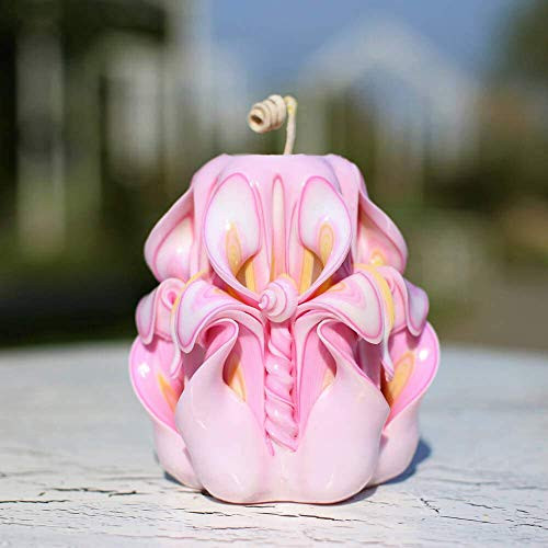 Carved Candles Pink 4  - Hand Carved Candle Christmas Gift-Candle for Women-Oscar Candles Carved Candles Pink 4  - Hand Carved Candle Christmas Gift-Candle for Women-Oscar Candles
