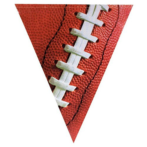 Amscan Sports Fan Football Pennant Banner Party Decoration, 12', Brown