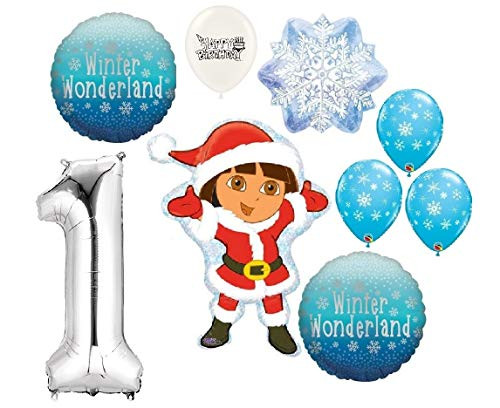 Ultimate Dora The Explorer Winter Wonderland Party Event Bouquet of Balloons  1st Birthday