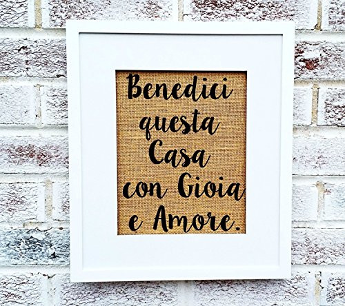 Italian Blessing  Bless our home with love and laughter  Italy  Housewarming gif  New Home  burlap