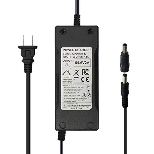 54.6V 2A Power Supply Adapter Charger for 48V Lithium Li-ion Battery Pack with DC 5.5x2.1mm   5.5x2.5mm Plug