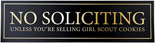 No Soliciting Unless You're Selling Girl Scout Cookies Door Magnet - Funny Magnet"No Soliciting" Sign For Metal Doors and Frames (2.5" x 9")